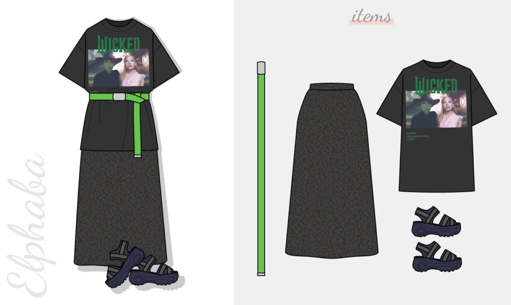 公式Tシャツエルファバコーデ